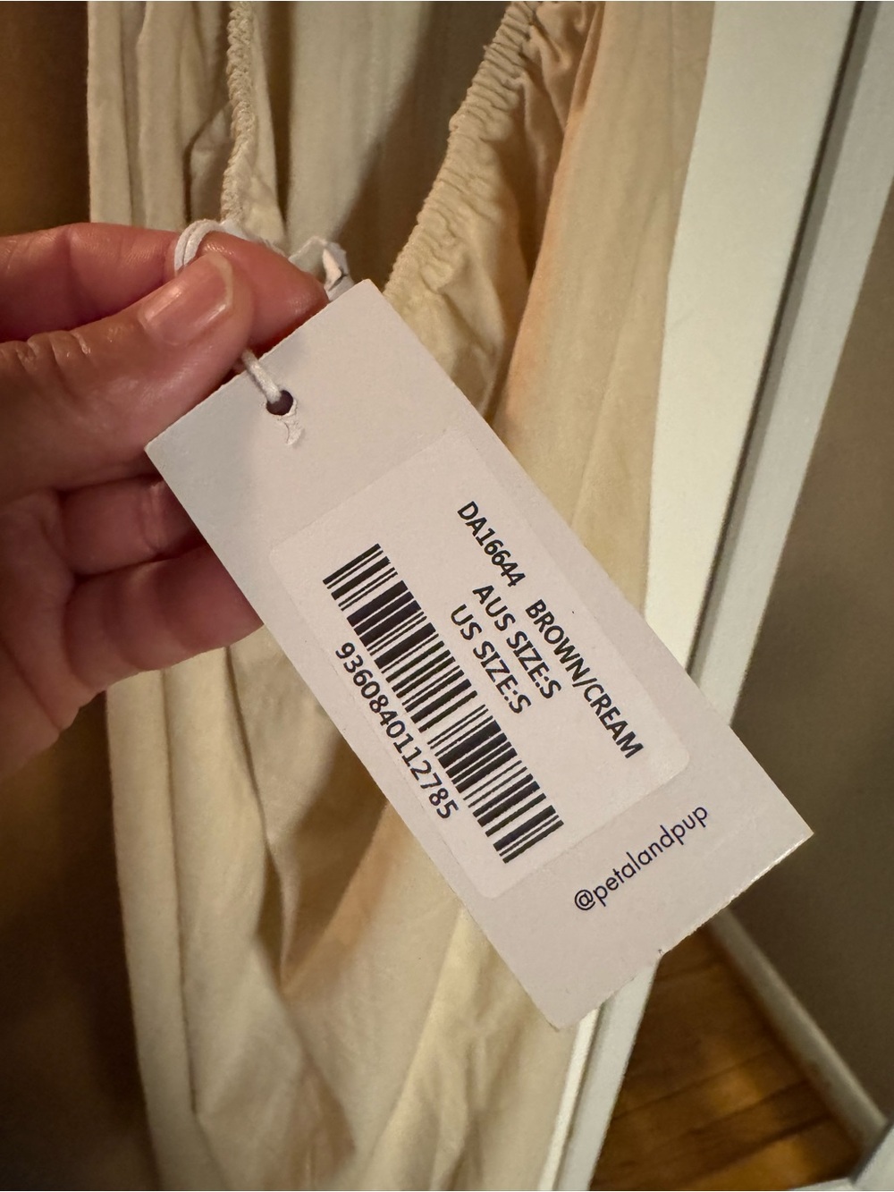 Petal & Pup Cream Maxi Halter Dress with Brown Scalloped Trim - Picture 4 of 4